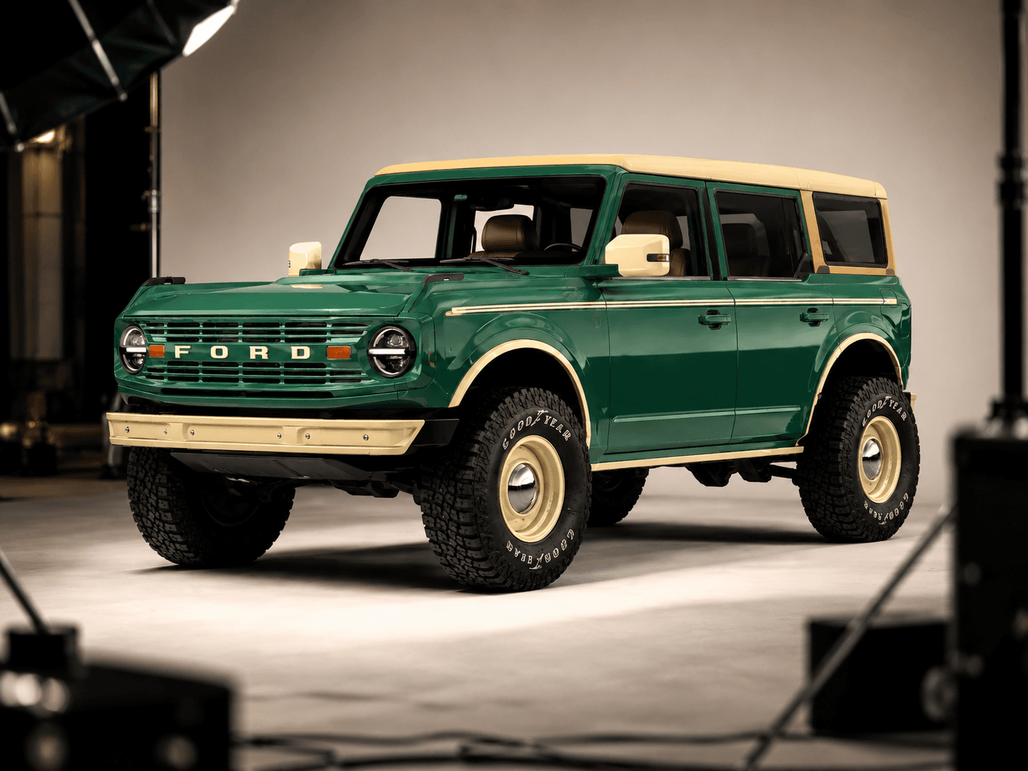 Ford Bronco configured with a lift kit and off-road tyres